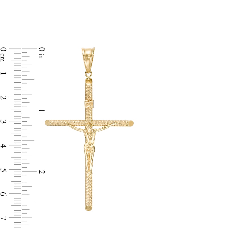 Main Image 2 of Large Textured Crucifix Necklace Charm in 10K Gold