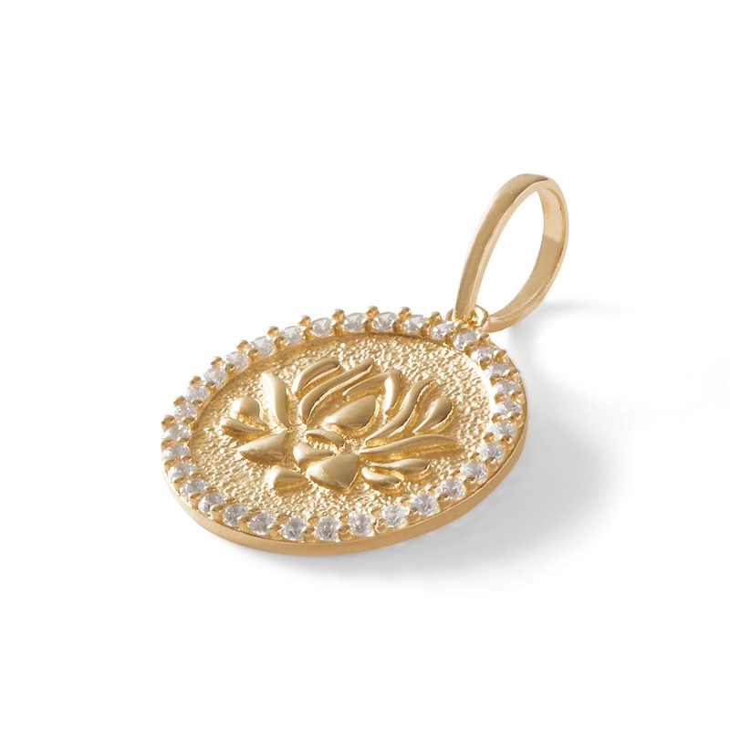 14k Gold Rectangular Diamond Lotus Locket Pendant