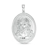 Thumbnail Image 1 of Cubic Zirconia Frame Jesus Head Oval Medallion Necklace Charm in Sterling Silver