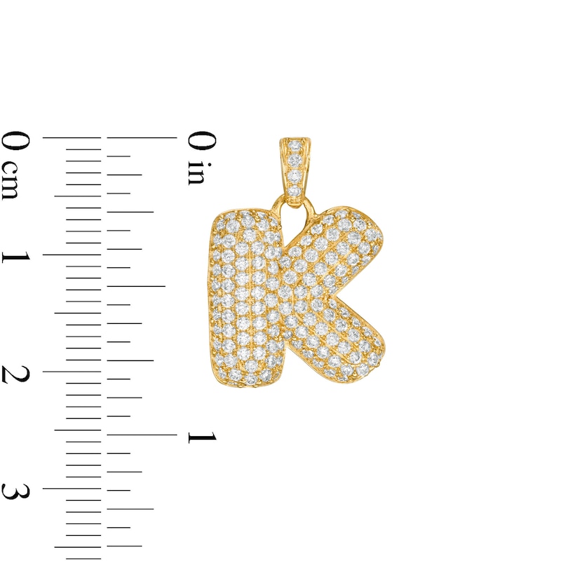 Main Image 2 of 10K Gold CZ Puffed &quot;K&quot; Necklace Charm