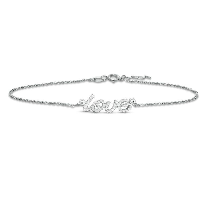 Main Image 1 of Cubic Zirconia Cursive &quot;love&quot; Anklet in Sterling Silver - 10&quot;