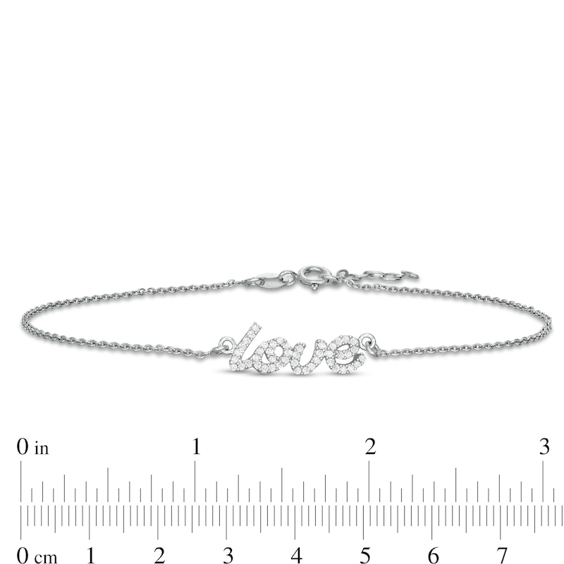 Main Image 3 of Cubic Zirconia Cursive &quot;love&quot; Anklet in Sterling Silver - 10&quot;