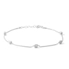 Thumbnail Image 1 of Solid Sterling Silver Diamond-Cut Oval Bead Station Anklet Made in Italy