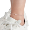 Thumbnail Image 3 of Solid Sterling Silver Diamond-Cut Oval Bead Station Anklet Made in Italy