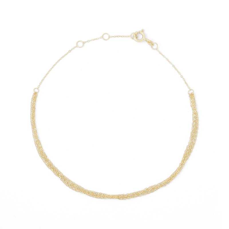 Main Image 2 of Made in Italy Layered Cable Chain Anklet in 10K Solid Gold - 10&quot;