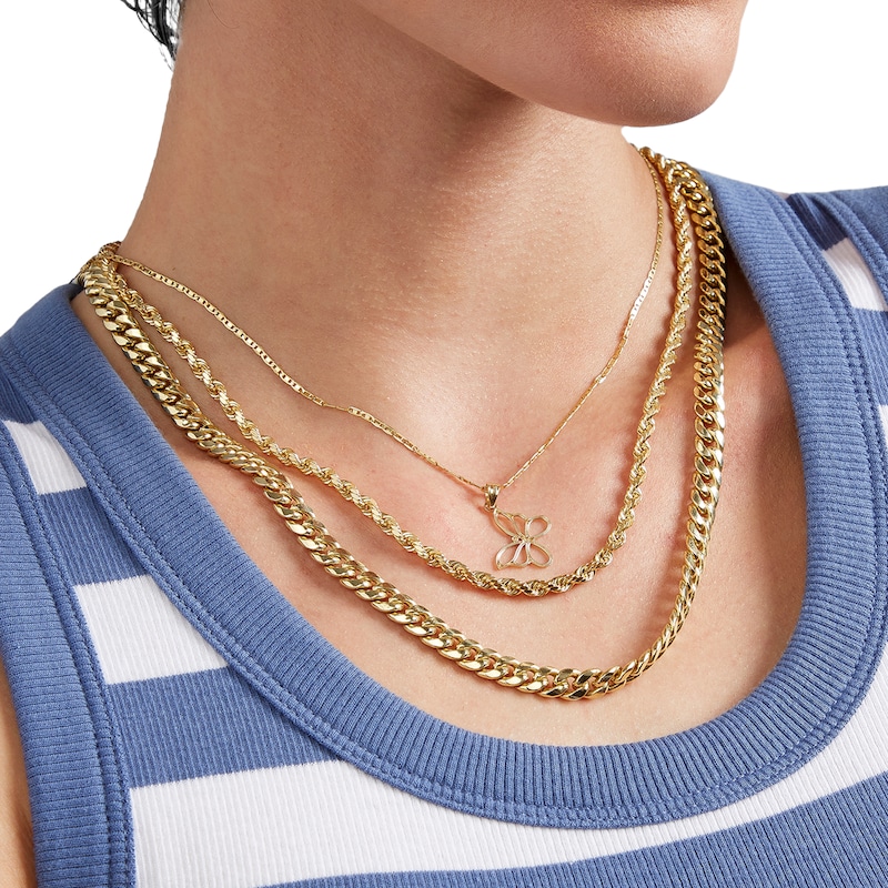 Main Image 5 of 10K Semi-Solid Gold Miami Curb Chain - 16&quot;