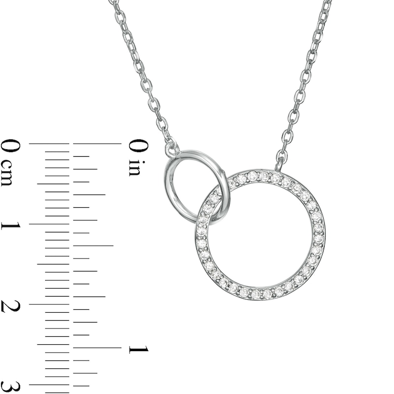 Cubic Zirconia Interlocking Circles Necklace in Sterling Silver