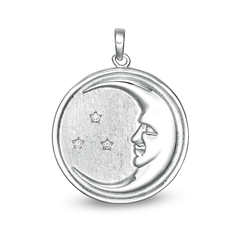 Main Image 1 of Cubic Zirconia Crescent Moon Medallion Charm in Sterling Silver