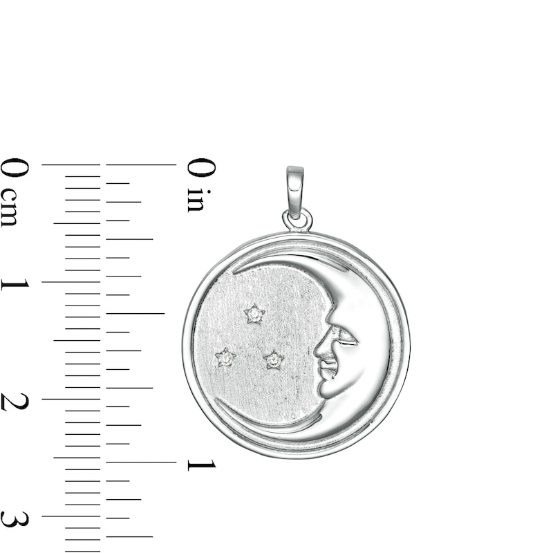 Main Image 2 of Cubic Zirconia Crescent Moon Medallion Charm in Sterling Silver