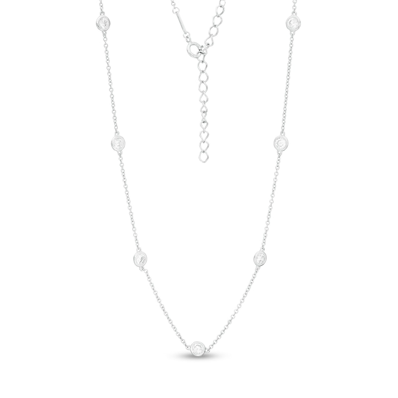 Main Image 1 of Cubic Zirconia Station Necklace in Sterling Silver - 28&quot;