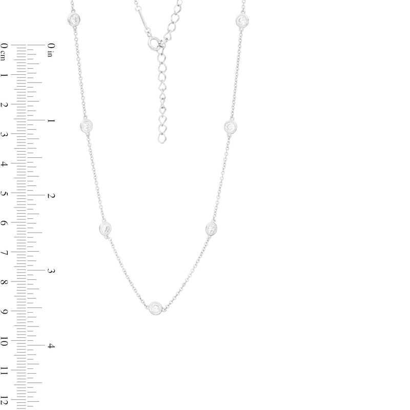 Main Image 2 of Cubic Zirconia Station Necklace in Sterling Silver - 28&quot;