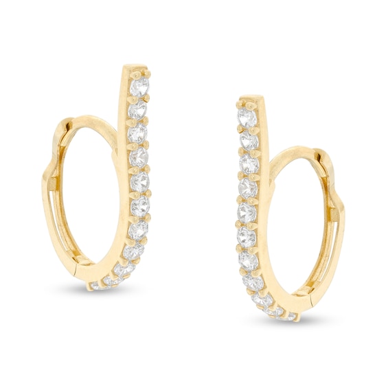 Cubic Zirconia Climber-Style Huggie Hoop Earrings in 10K Gold