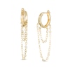 Thumbnail Image 0 of Double Strand Chain Drop 12mm Huggie Hoop Earrings in 10K Gold