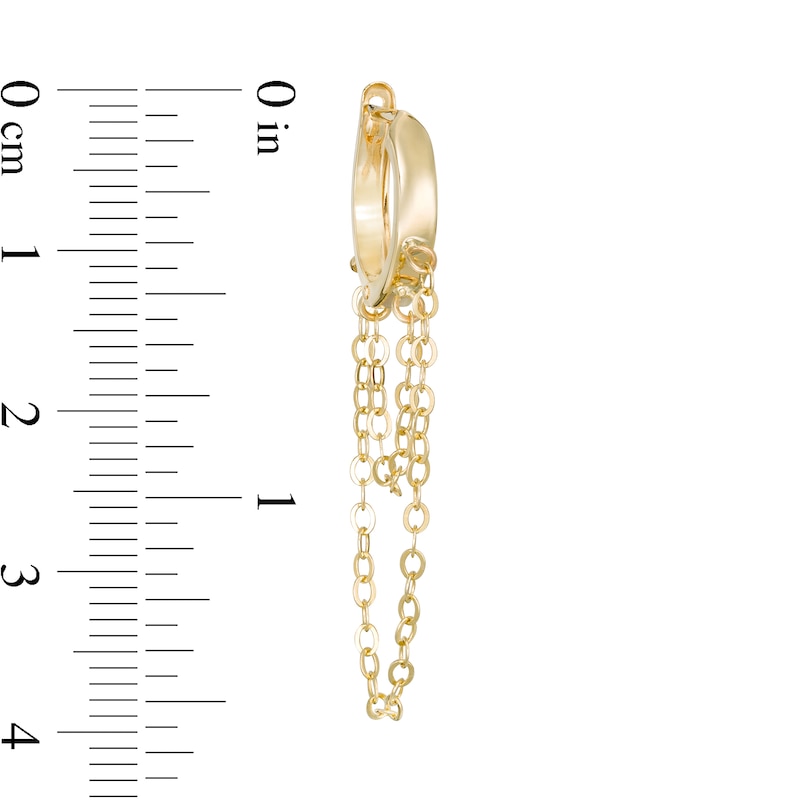 Double Strand Chain Drop 12mm Huggie Hoop Earrings in 10K Gold