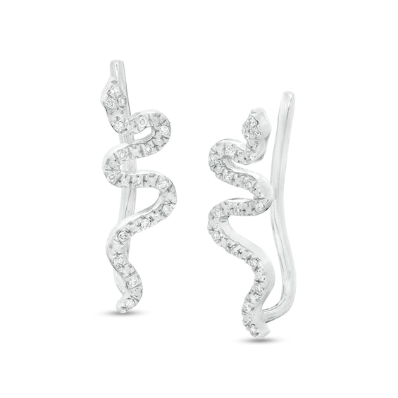 1/20 CT. T.W. Diamond Snake Crawler Earrings in Sterling Silver