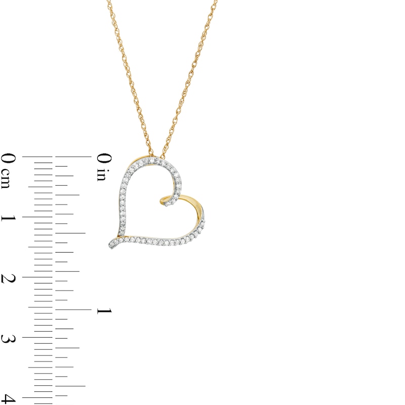 1/10 CT. T.W. Diamond Tilted Loop Heart Pendant in 10K Gold