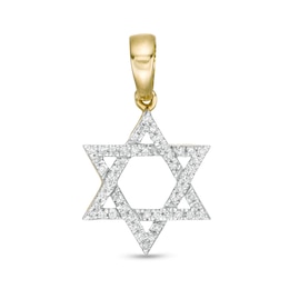 1/10 CT. T.W. Diamond Star of David Necklace Charm in 10K Gold