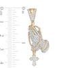 Thumbnail Image 1 of 1/3 CT. T.W. Diamond Praying Hands with Rosary Necklace Charm in 10K Gold