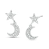 Thumbnail Image 0 of 1/15 CT. T.W. Diamond Star and Crescent Moon Dangle Stud Earrings in Sterling Silver