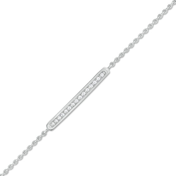 1/8 CT. T.W. Diamond Curved Bar Bracelet in Sterling Silver - 8"