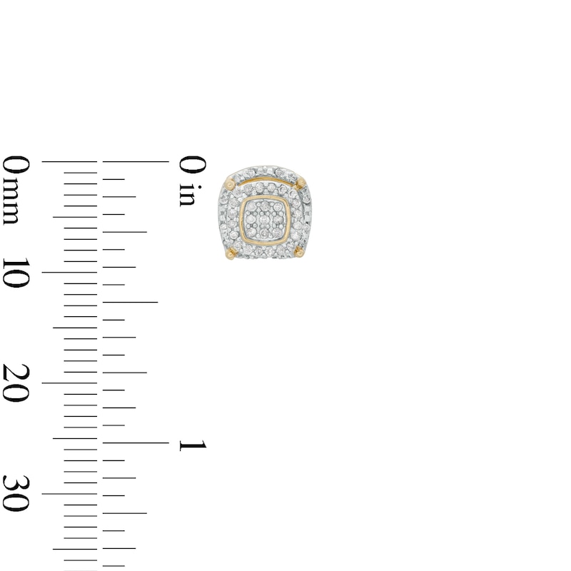 Main Image 5 of 1/4 CT. T.W. Composite Diamond Scallop Cushion Frame Stud Earrings in 10K Gold