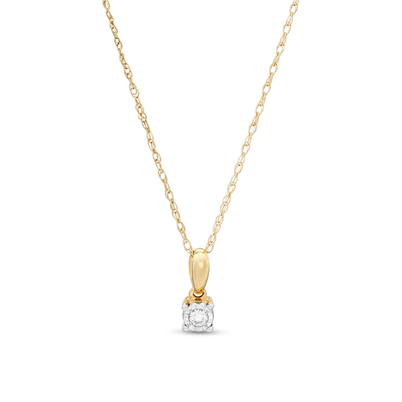 Main Image 1 of Diamond Accent Solitaire Pendant in 10K Gold