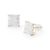 Thumbnail Image 1 of 9mm Princess-Cut Square Groove Cubic Zirconia Solitaire Stud Earrings in 14K Gold