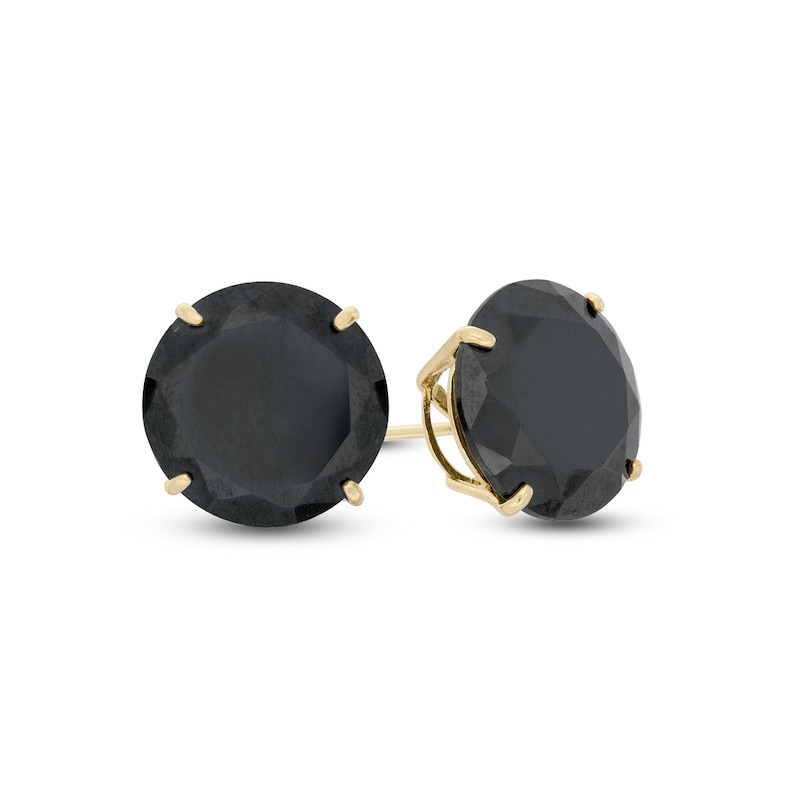 Main Image 1 of 10mm Black Cubic Zirconia Solitaire Stud Earrings in 14K Gold