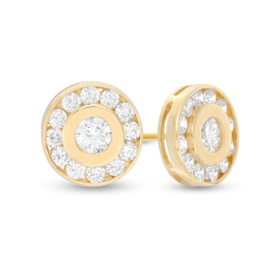 3.5mm Bezel-Set Cubic Zirconia Frame Stud Earrings in 10K Gold