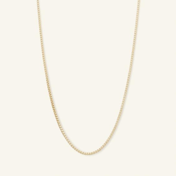 075 Gauge Box Chain Necklace in 10K Solid Gold Bonded Sterling Silver