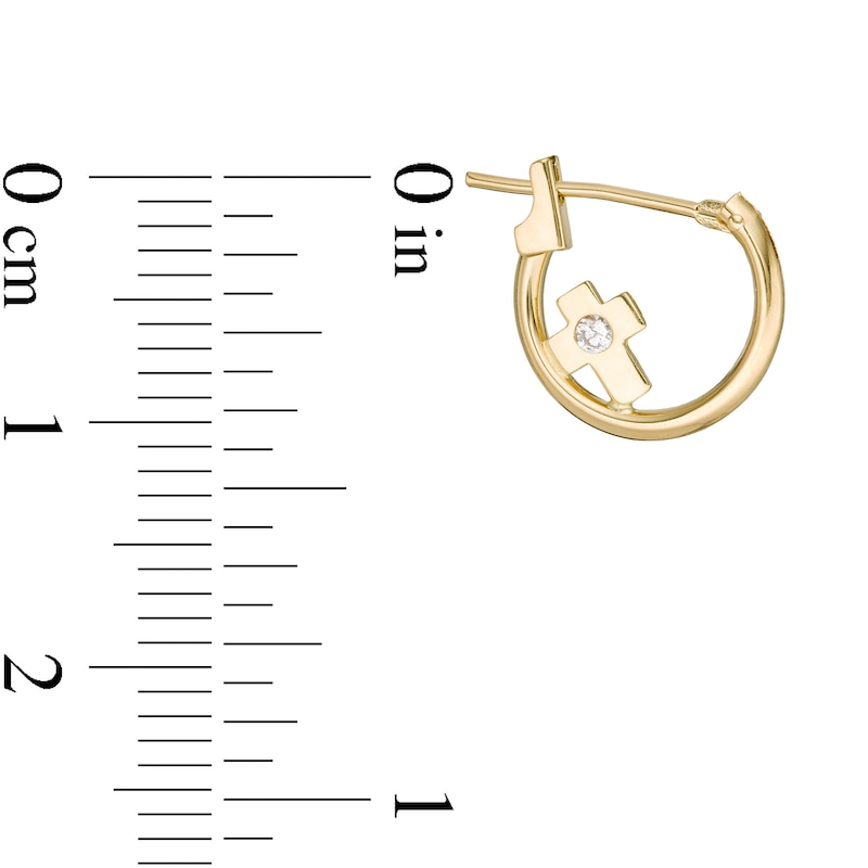 Child's Cubic Zirconia Cross Hoop Earrings in 10K Gold