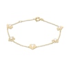 Thumbnail Image 1 of Child's Freshwater Cultured Pearl Flower Station Bracelet in 10K Gold - 6.5&quot;