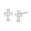 Thumbnail Image 0 of Child's Cubic Zirconia Cross Stud Earrings in Sterling Silver