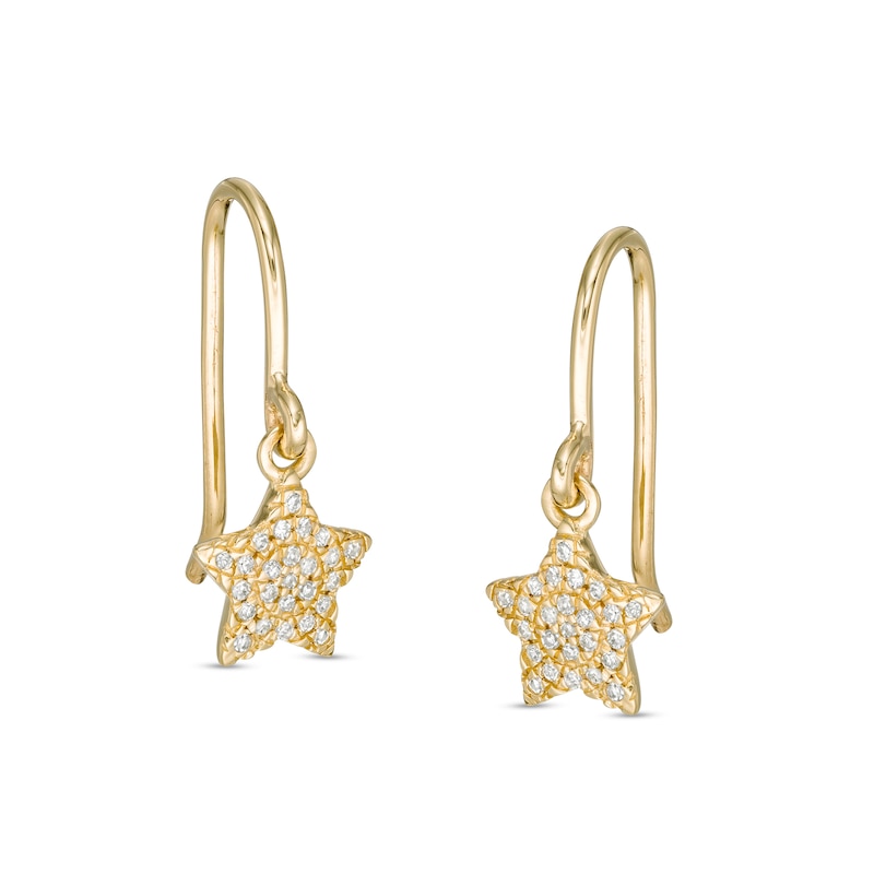 1/10 CT. T.W. Diamond Star Dangle Drop Earrings in 10K Gold | Banter