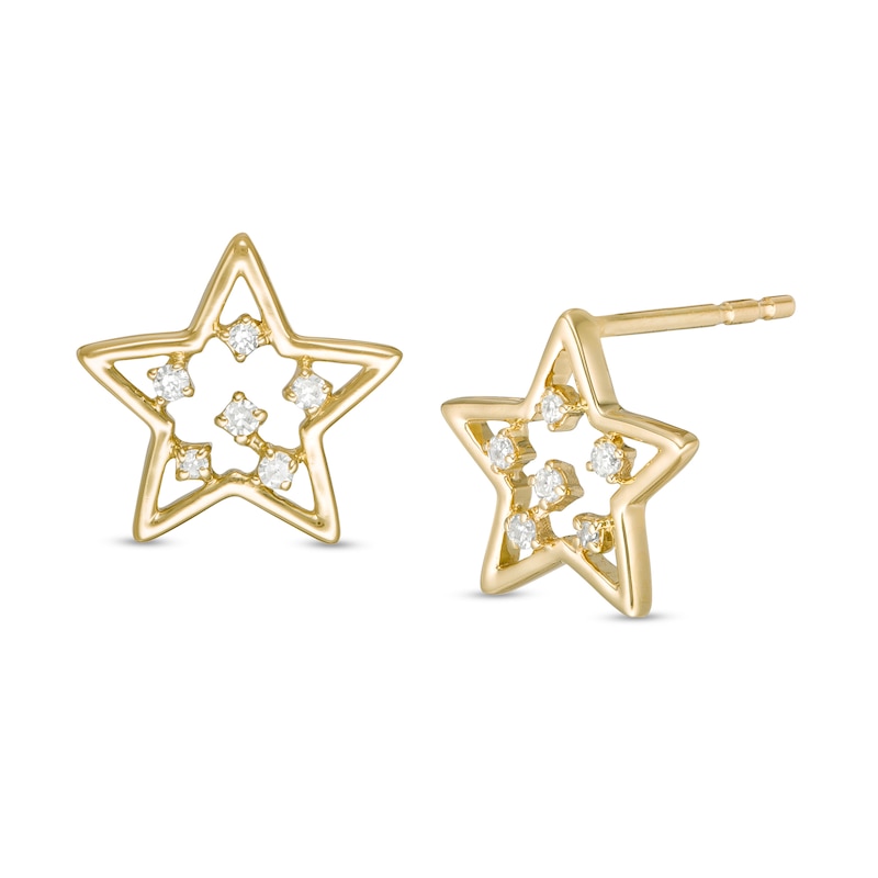 1/20 CT. T.W. Diamond Star Outline Stud Earrings in 10K Gold | Banter