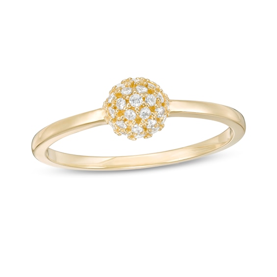 Cubic Zirconia Pavé Ball Ring in 10K Gold - Size 7