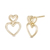 Thumbnail Image 0 of Stacked Double Heart Outline Drop Earrings in 10K Gold