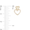 Thumbnail Image 1 of Stacked Double Heart Outline Drop Earrings in 10K Gold