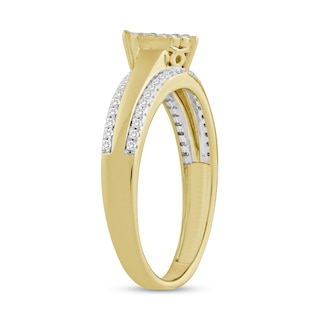 1/5 CT. T.W. Composite Heart Diamond Edge Ring in 10K Gold | Banter