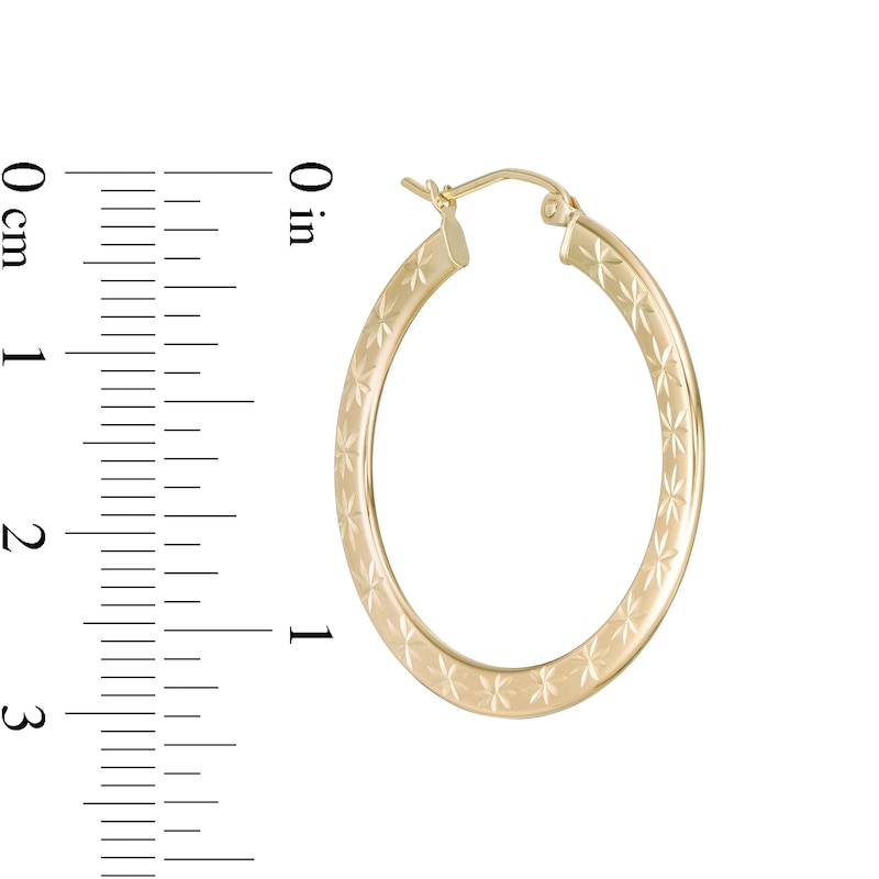 Main Image 2 of 24mm Diamond-Cut Stars Flat Hoop Earrings in 10K Tube Hollow Gold