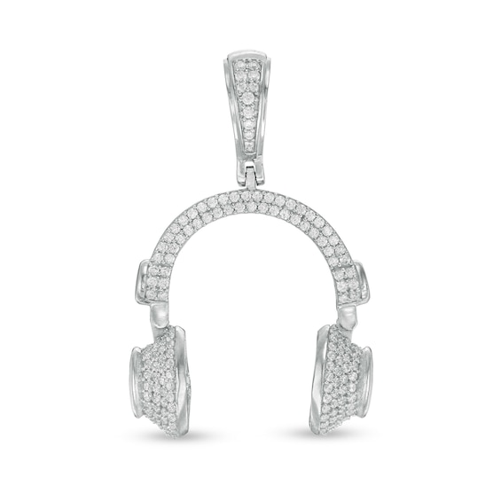Cubic Zirconia Headphones Charm in Sterling Silver