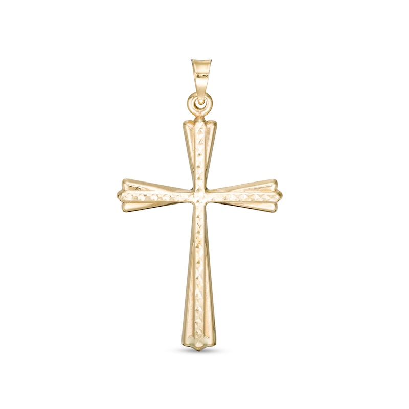 Main Image 1 of Diamond-Cut Thin Cross Charm in 10K Stamp Hollow Gold