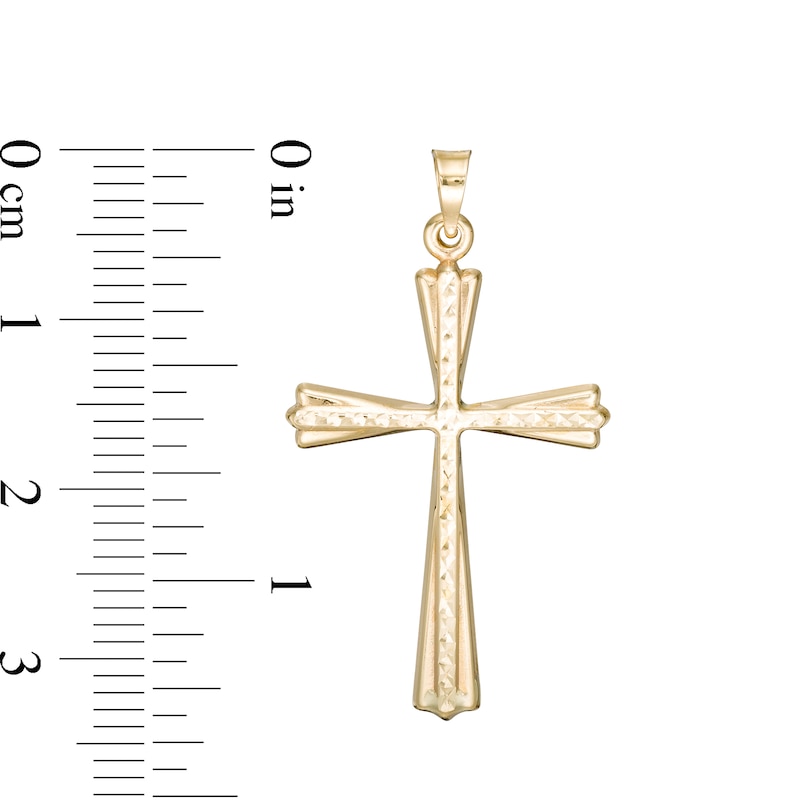 Main Image 2 of Diamond-Cut Thin Cross Charm in 10K Stamp Hollow Gold