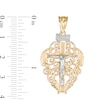 Thumbnail Image 1 of Diamond-Cut Filigree Crucifix Charm in 10K Two-Tone Gold