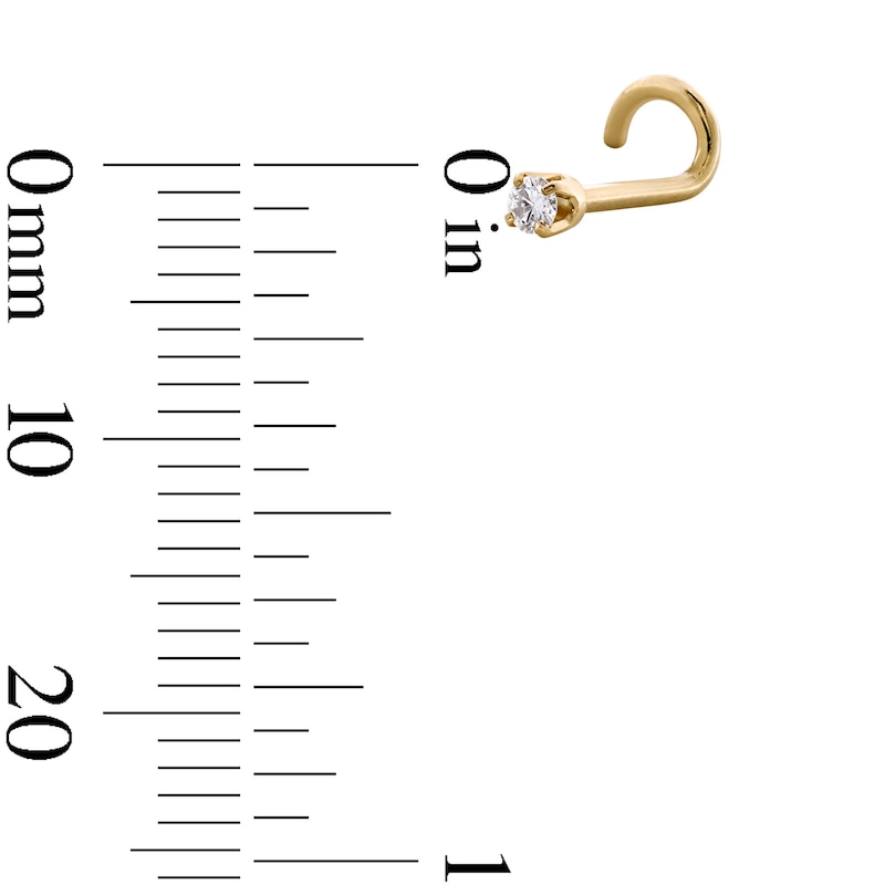 Main Image 2 of 14K Semi-Solid Gold 1/20 CT. T.W. Diamond Solitaire Screw Nose Stud - 18G 1/4&quot;