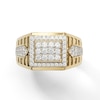 Thumbnail Image 0 of 1 CT. T.W. Diamond Rectangle Frame Ribbed Shank Ring in 10K Gold