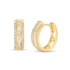 Thumbnail Image 0 of 1/3 CT. T.W. Baguette and Round Diamond Edge Huggie Hoop Earrings in 10K Gold