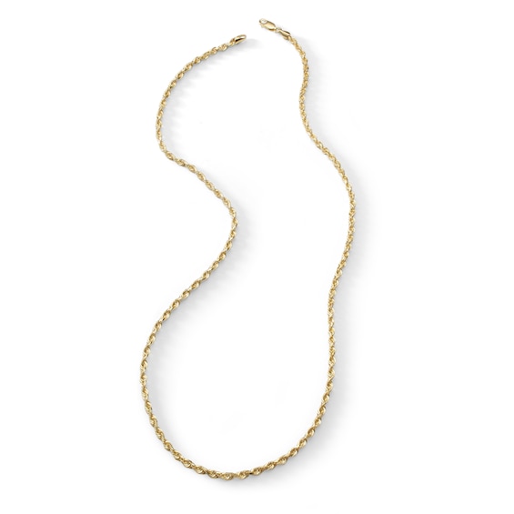 024 Gauge Solid Rope Chain Necklace in 10K Gold - 22"