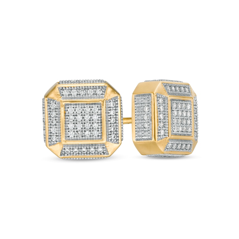 Main Image 1 of 1/4 CT. T.W. Composite Diamond Cushion Stud Earrings in Sterling Silver with 14K Gold Plate