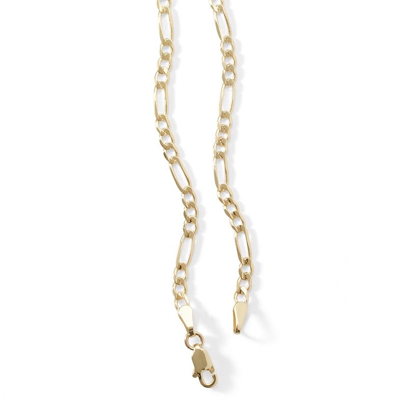 Gauge Solid Figaro Chain Necklace in 10K Gold